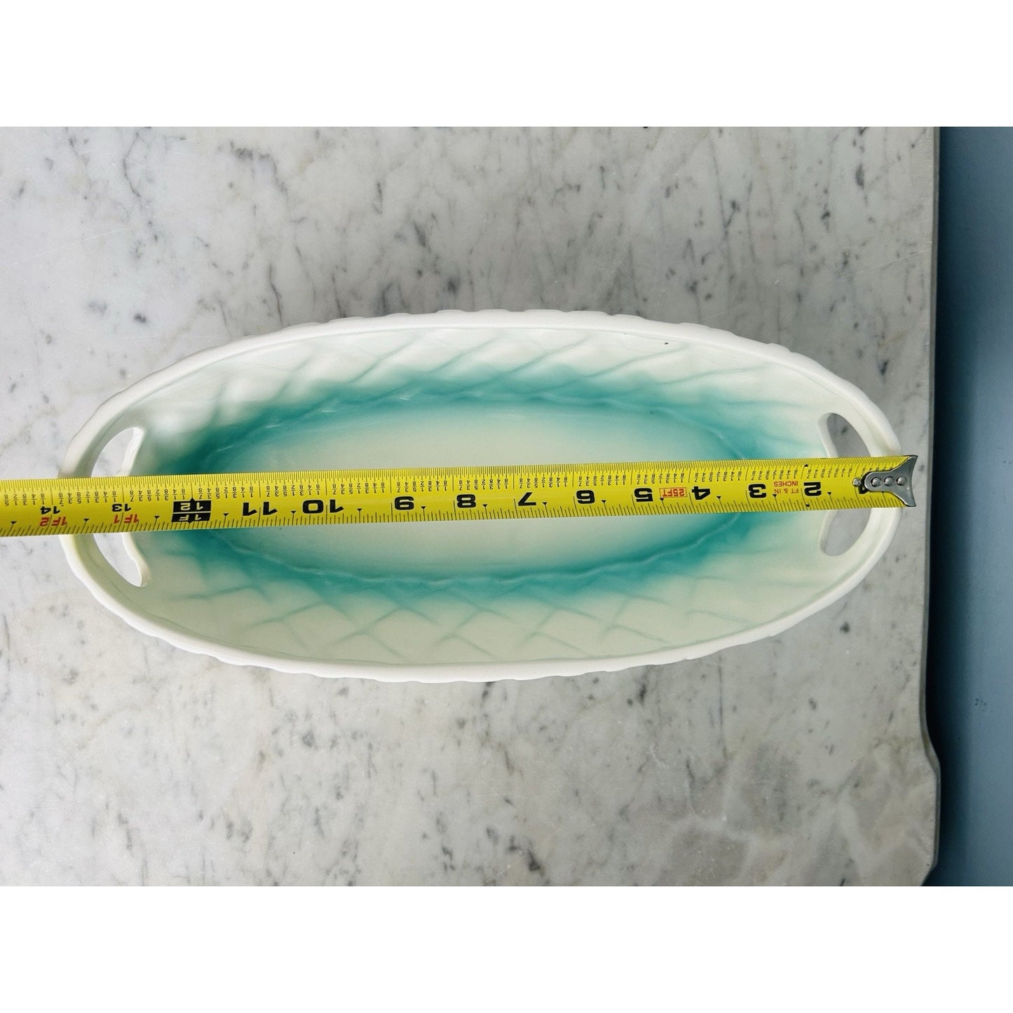 New 2013 Target Ceramic Ombré Easter Basket Serving Bowl Dish White Teal Spring