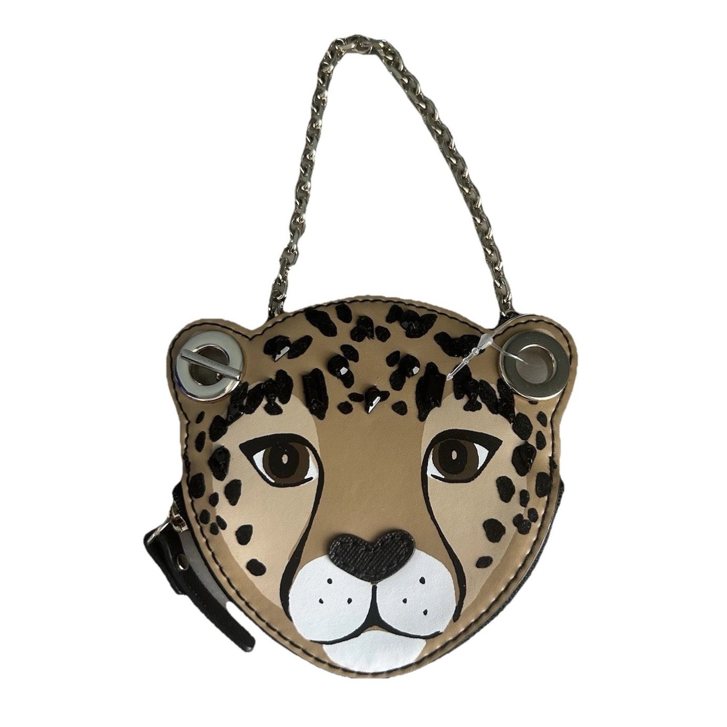 Kate Spade Leopard Coin Purse Novelty Run Wild Black Jewel Wristlet Red Rose New