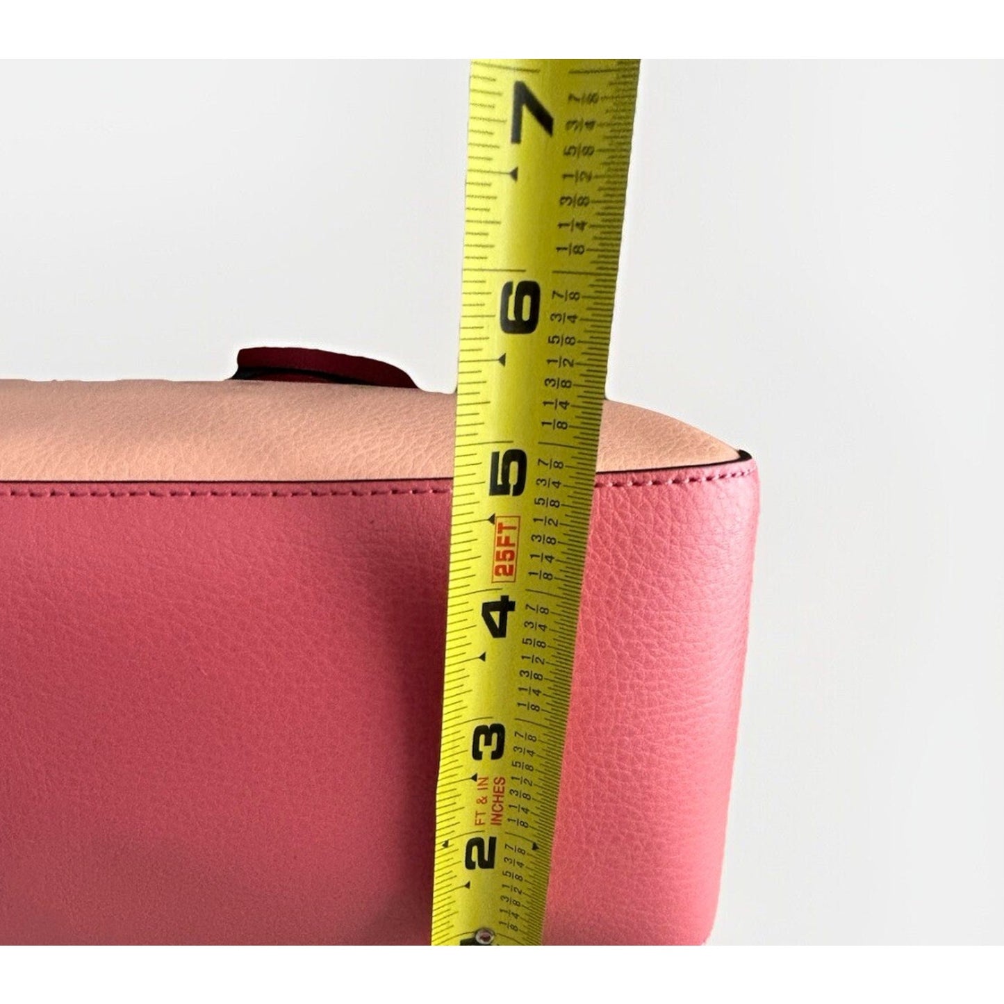 Coach Leather Tote 27 Bag Pink Peach Fading Blush C5775 Horse Carriage Colorblock Peach