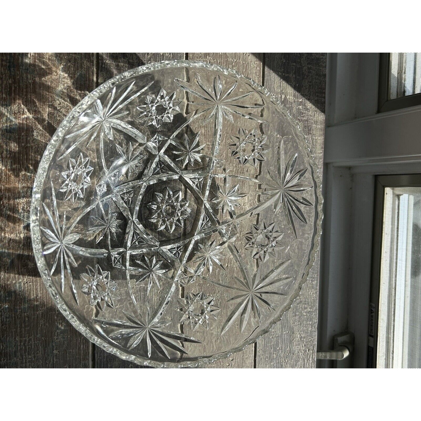 Vintage Anchor Hocking Clear Cut Glass Star of David Large 10.5” Serving Bowl