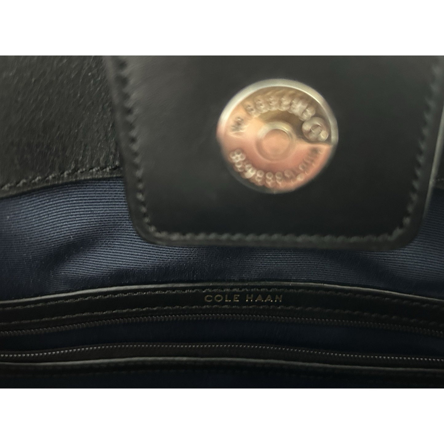 EUC Cole Haan Black Vestry Magazine Leather Tote Bag Handbag
