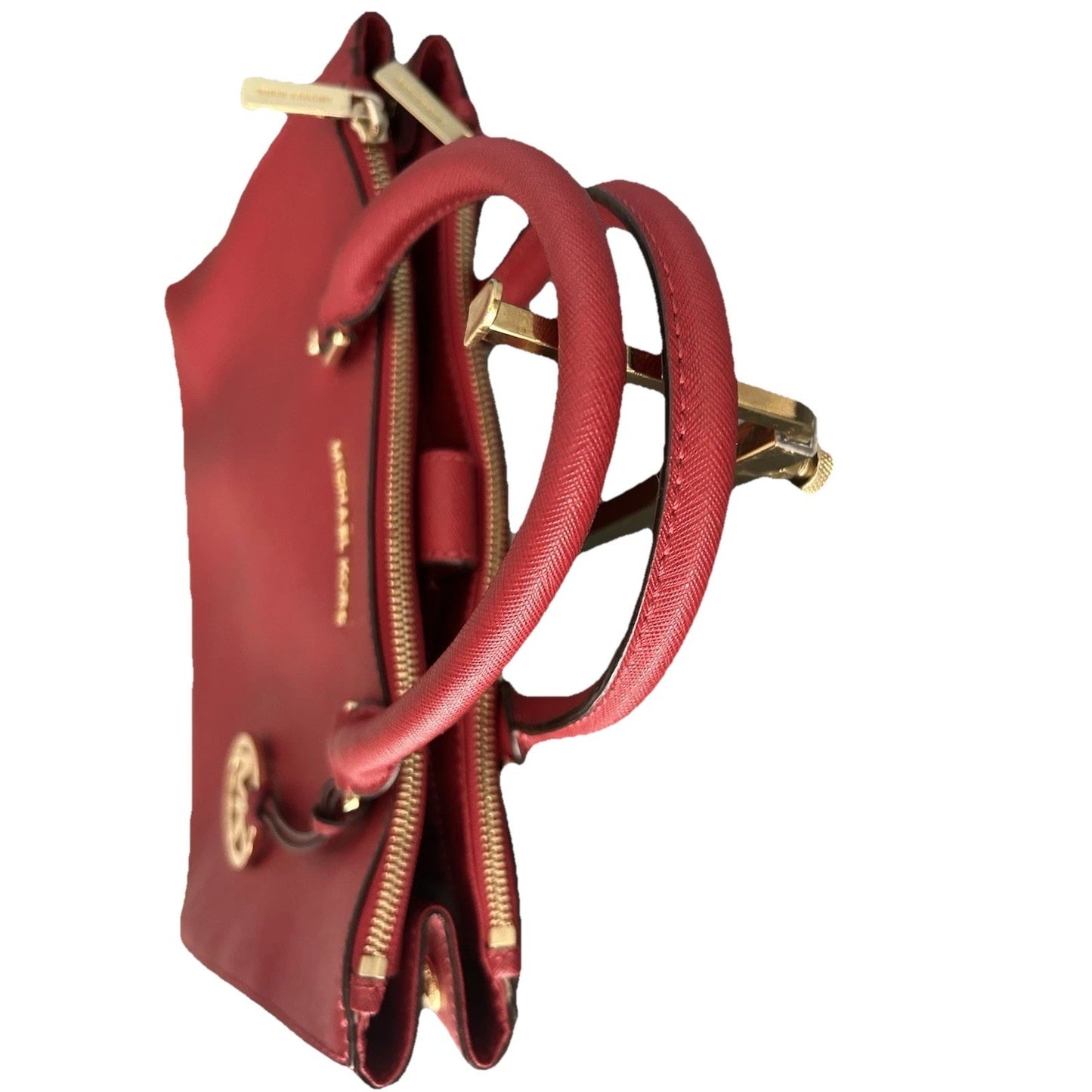 Michael Kors Sutton Red Satchel Saffiano Leather Structured Crossbody Bag MK 328