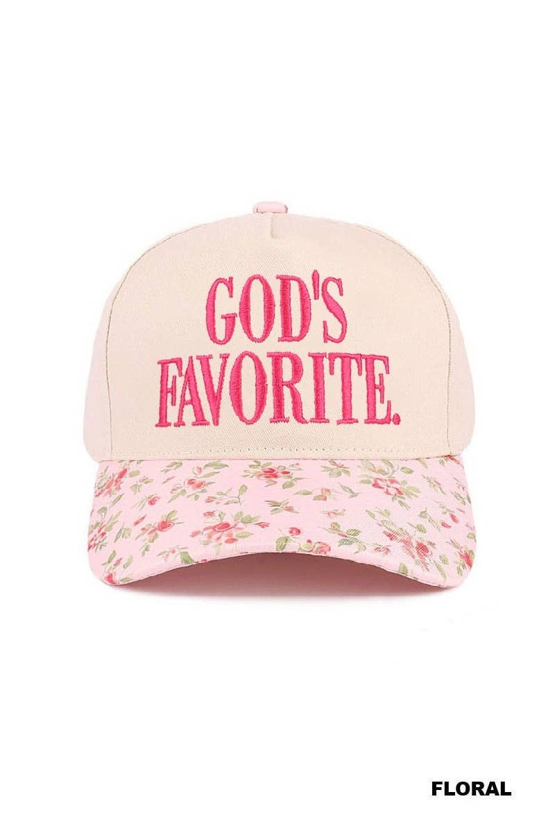 God's Favorite Two Tone Canvas Cotton Cap: FLORAL / 1(ONE SIZE)