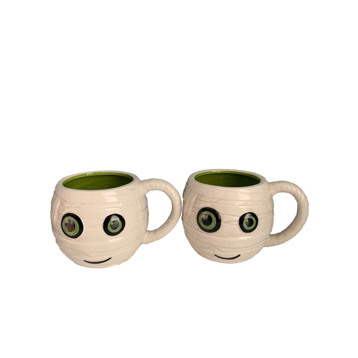 NWT (2) Boston Warehouse 2015 Halloween MUMMY Porcelain Coffee Mug Cup Set New