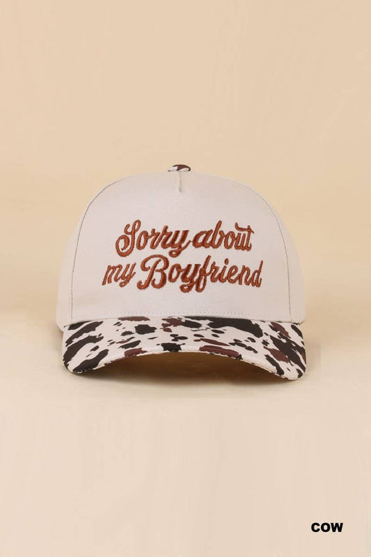 Sorry About My Boyfriend Two Tone Snapback Hat: COW / 1(ONE SIZE)