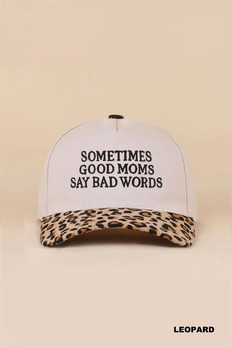 Sometimes Good Mom Say Bad Words Two Tone Snapback Hat: LEOPARD / 1(ONE SIZE)