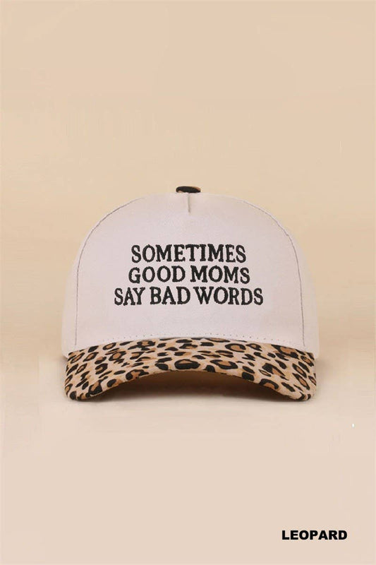 Sometimes Good Mom Say Bad Words Two Tone Snapback Hat: LEOPARD / 1(ONE SIZE)