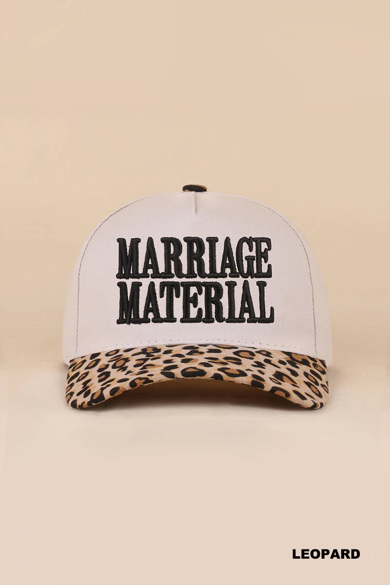 Marriage Material Two Tone Canvas Cotton Cap: LEOPARD / 1(ONE SIZE)