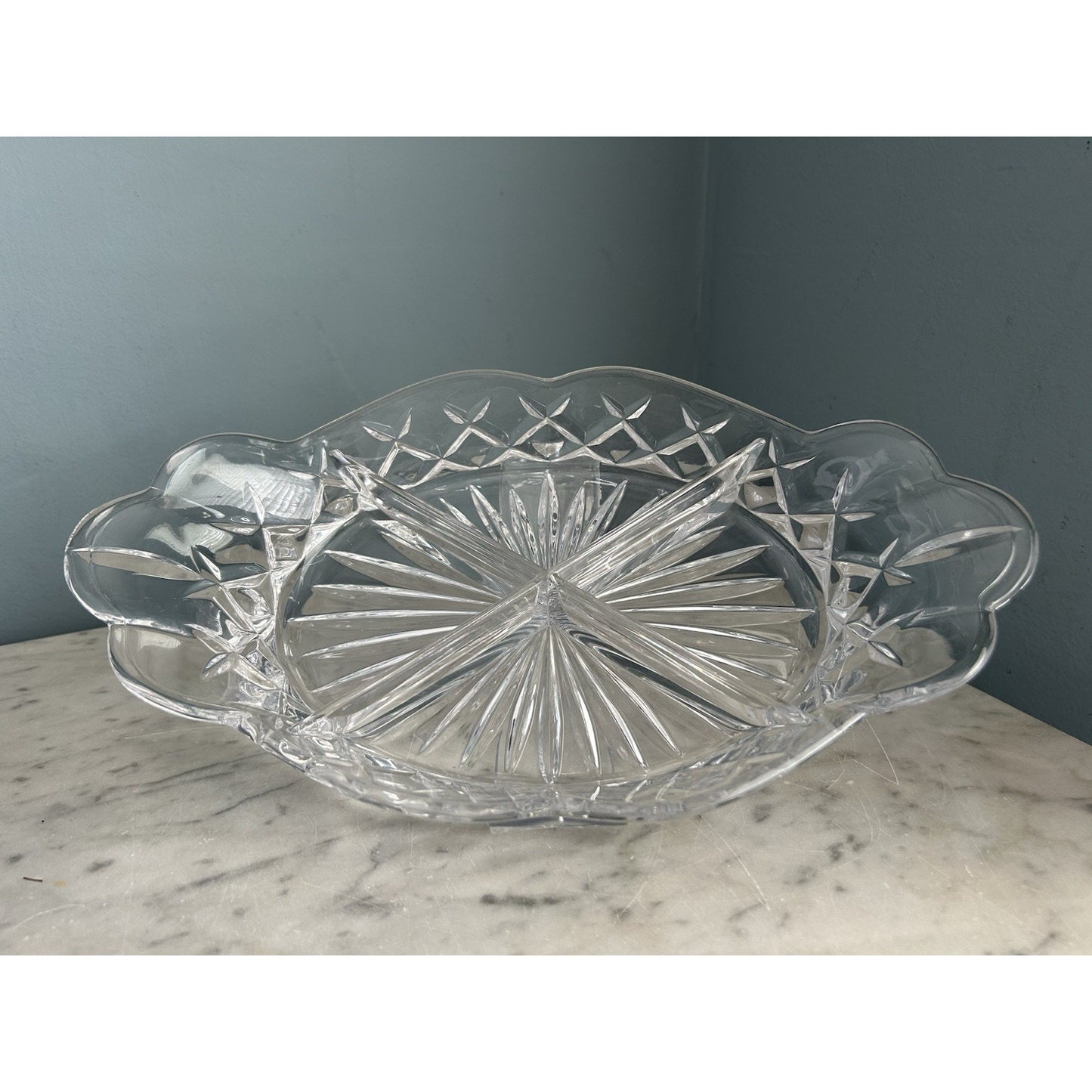 Crystal Cut Lead Relish Dish Vintage Serving 4 Sections Clear Glass Trinket Dish