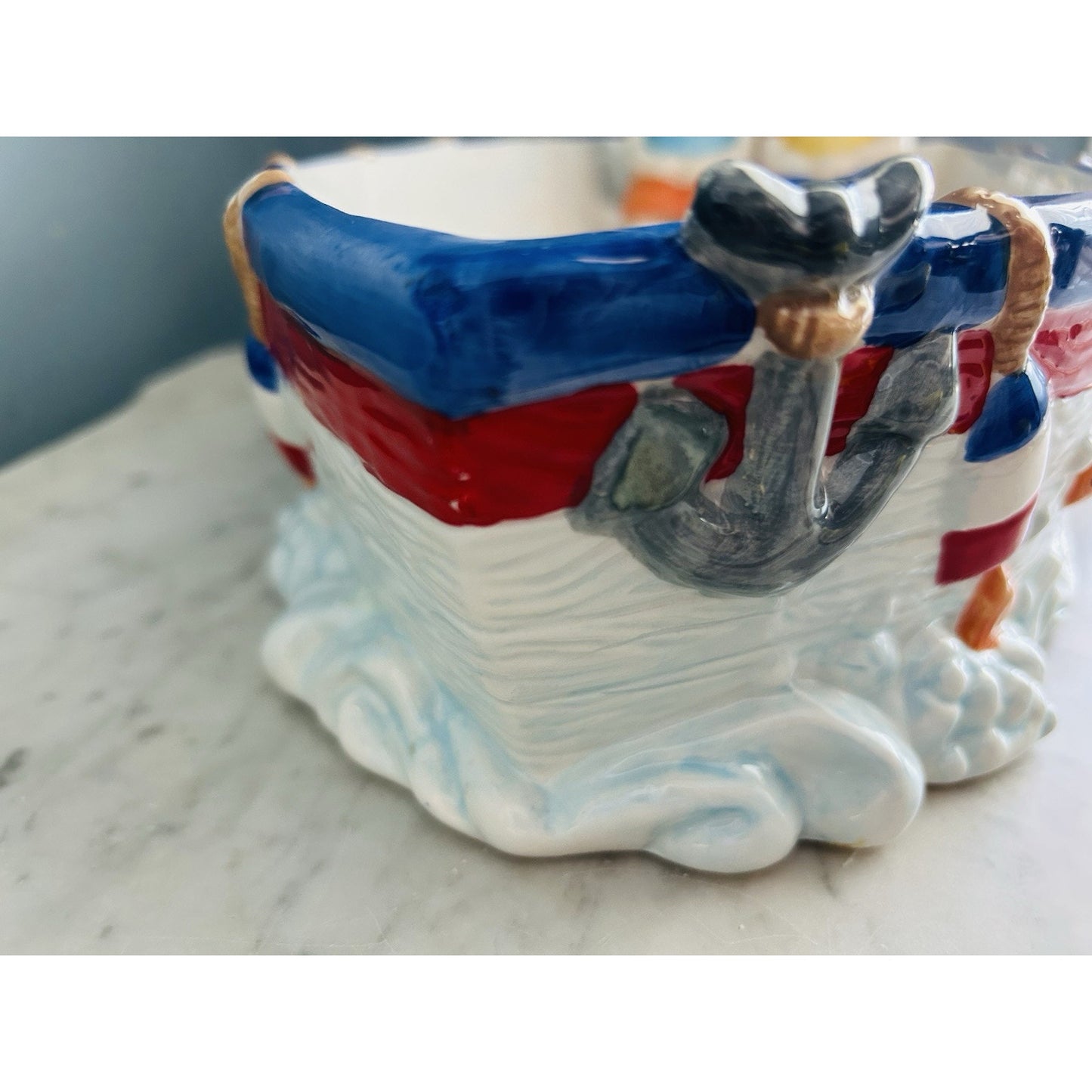 Platter Ceramic Boat Nautical Chip Dip Tray FWC Birthday Party Salsa Dip Beach