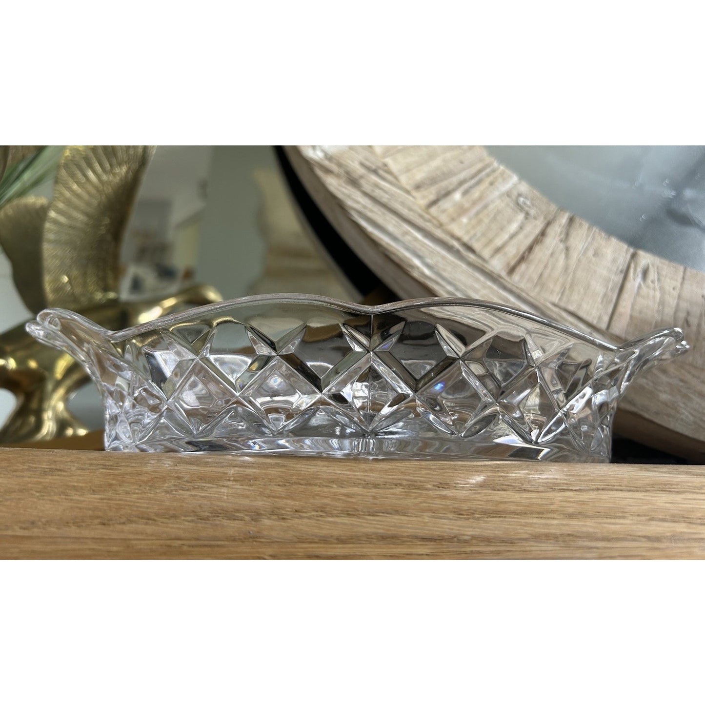 Crystal Cut Lead Relish Dish Vintage Serving 4 Sections Clear Glass Trinket Dish