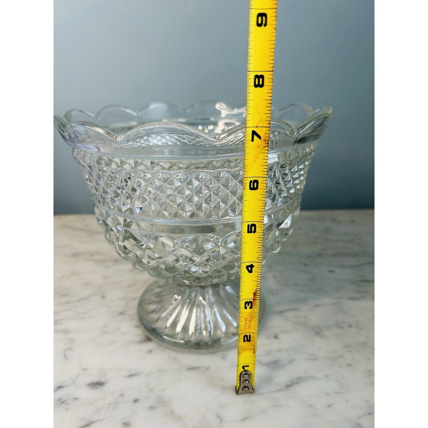 EUC Wexford Crystal 8" Footed Centerpiece Bowl Vintage 1940's Anchor Hocking
