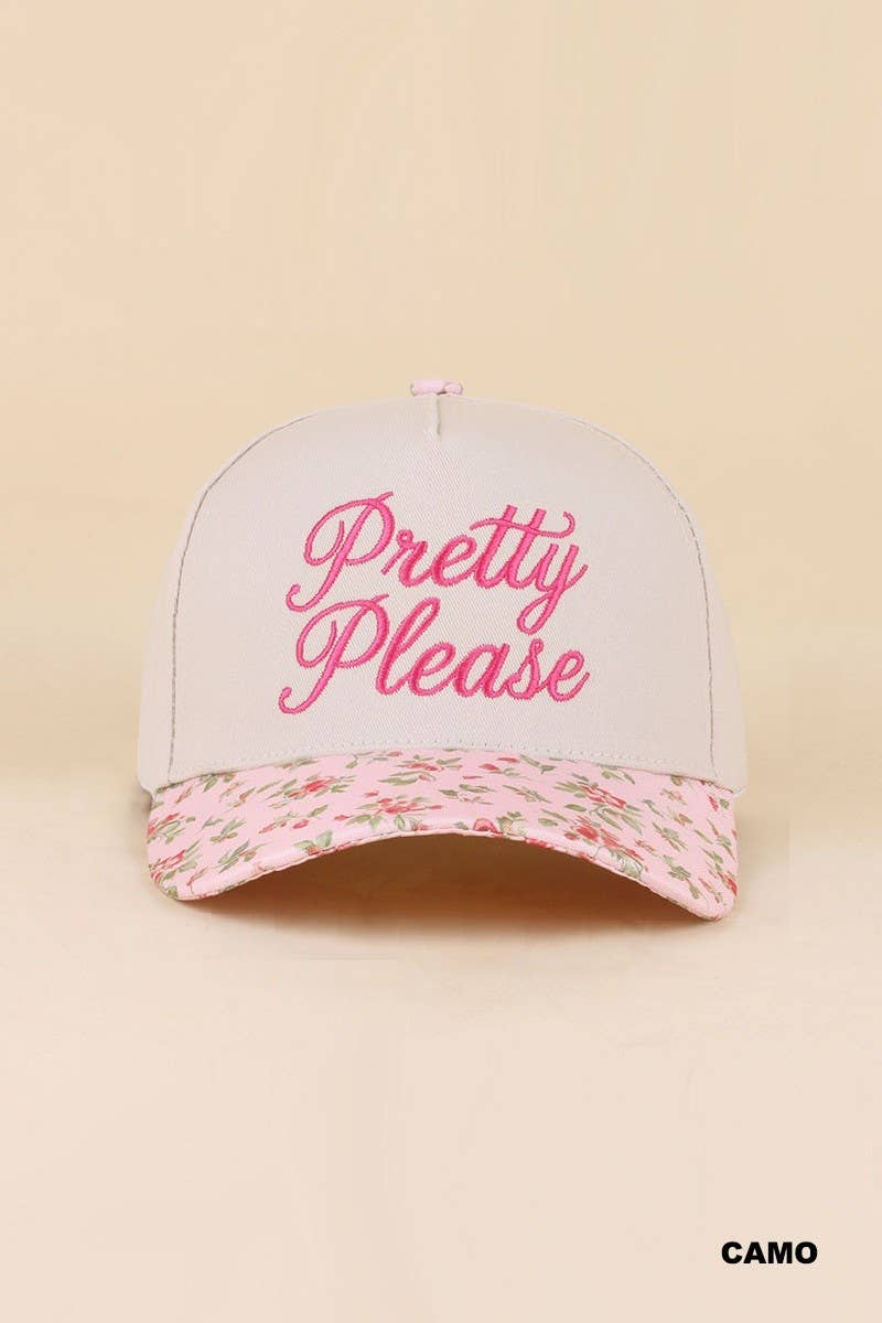 Pretty Please Two Tone Snapback Hat: FLORAL / 1(ONE SIZE)