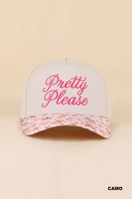Pretty Please Two Tone Snapback Hat: FLORAL / 1(ONE SIZE)
