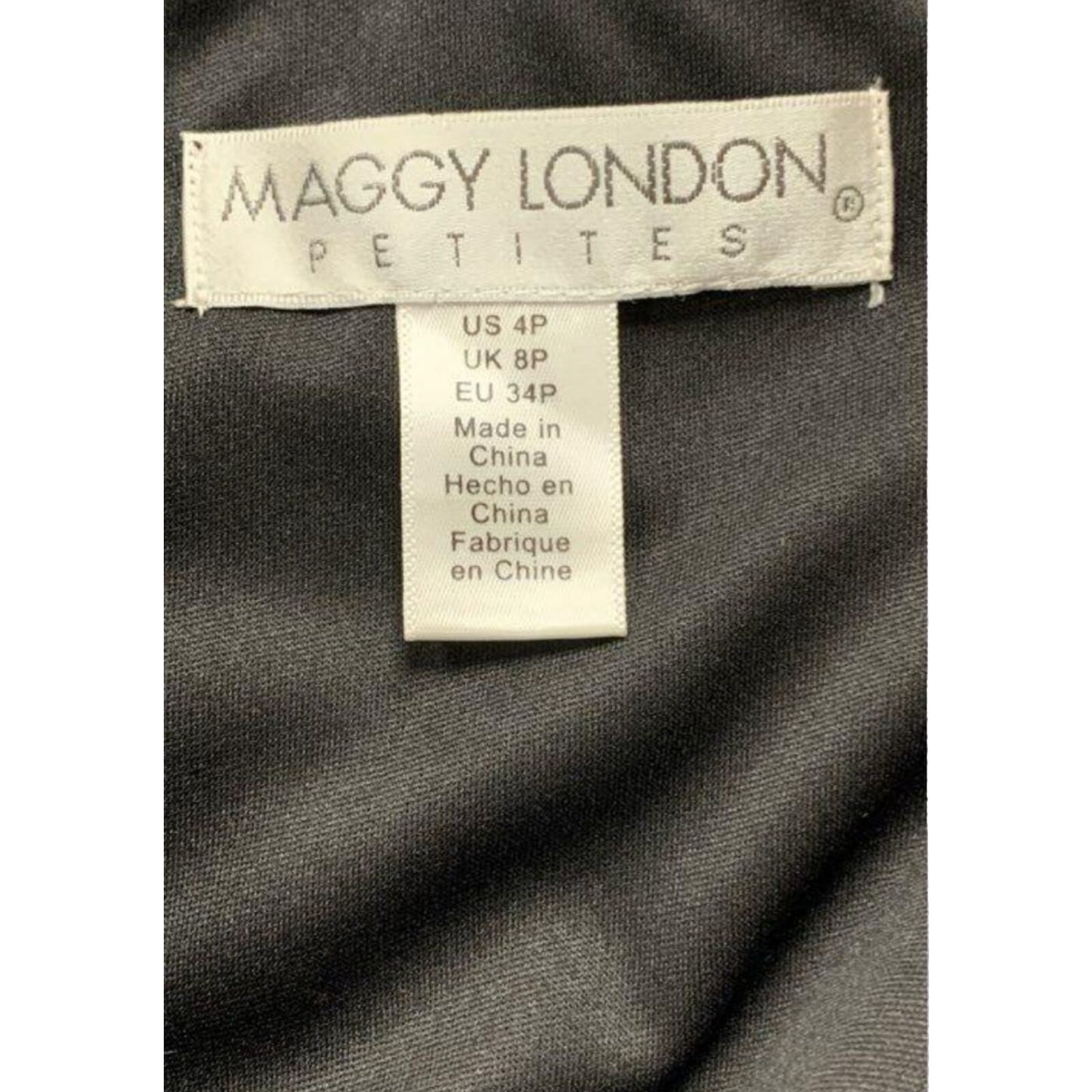 NWT Maggy London Dress Women's Size 4P Black & White Mystic Crepe Button