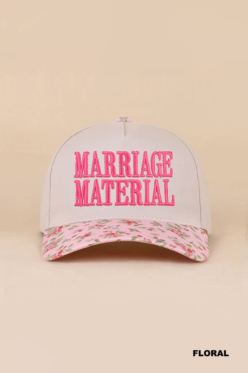 Marriage Material Two Tone Canvas Cotton Cap: FLORAL / 1(ONE SIZE)