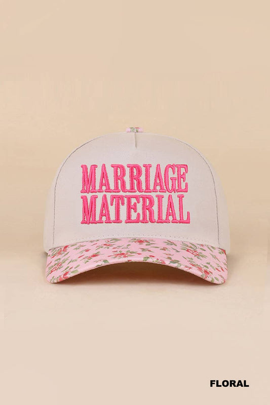 Marriage Material Two Tone Canvas Cotton Cap: FLORAL / 1(ONE SIZE)