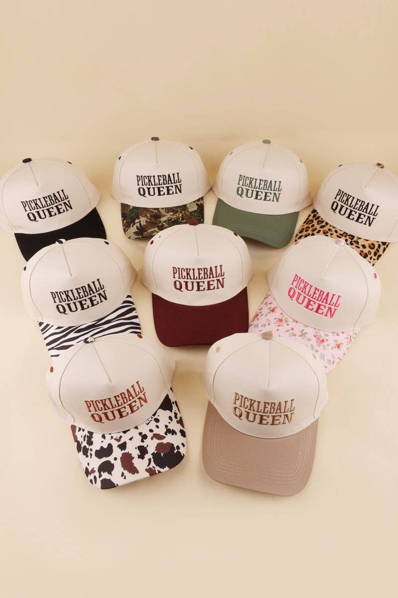 Pickleball Queen Two Tone Snapback Hat: ZEBRA / 1(ONE SIZE)