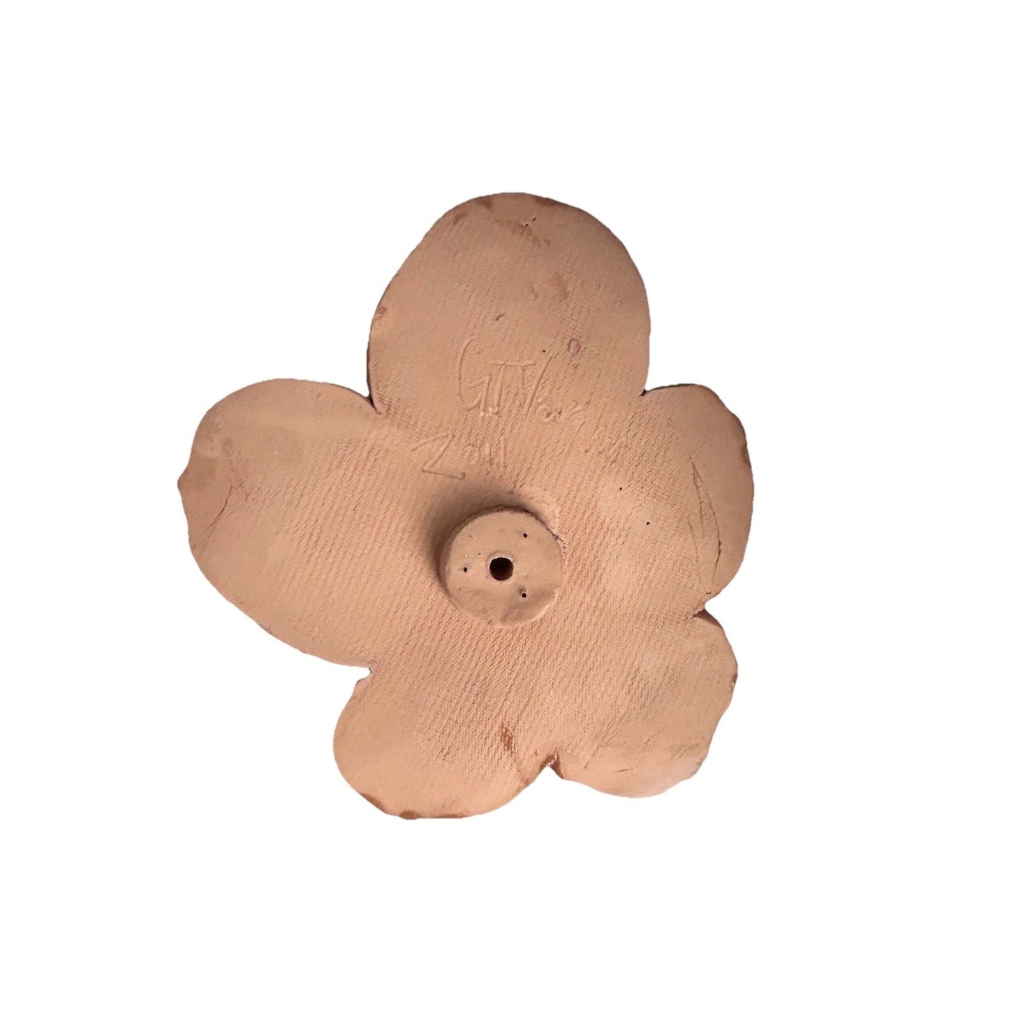 Frog Pink Flower Hanging Wall Decor Lid Hand Made Pottery Leaf Tree Frog Red Eye