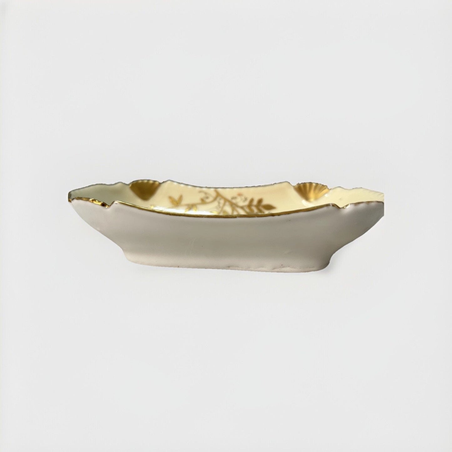 Antique Haviland Limoges France Rectangular White Gold Tray Bird Shells 1889