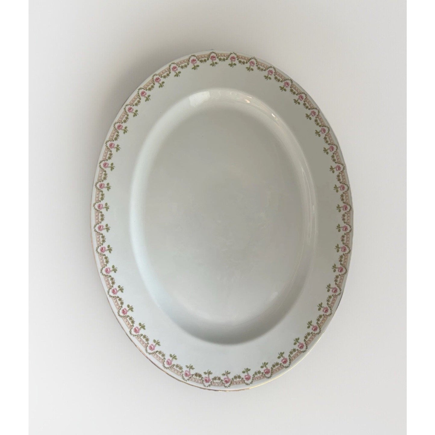 Wm Guerin Limoges Platter 18” Pink Rose Oval Serving Dish GEU19 France Vintage