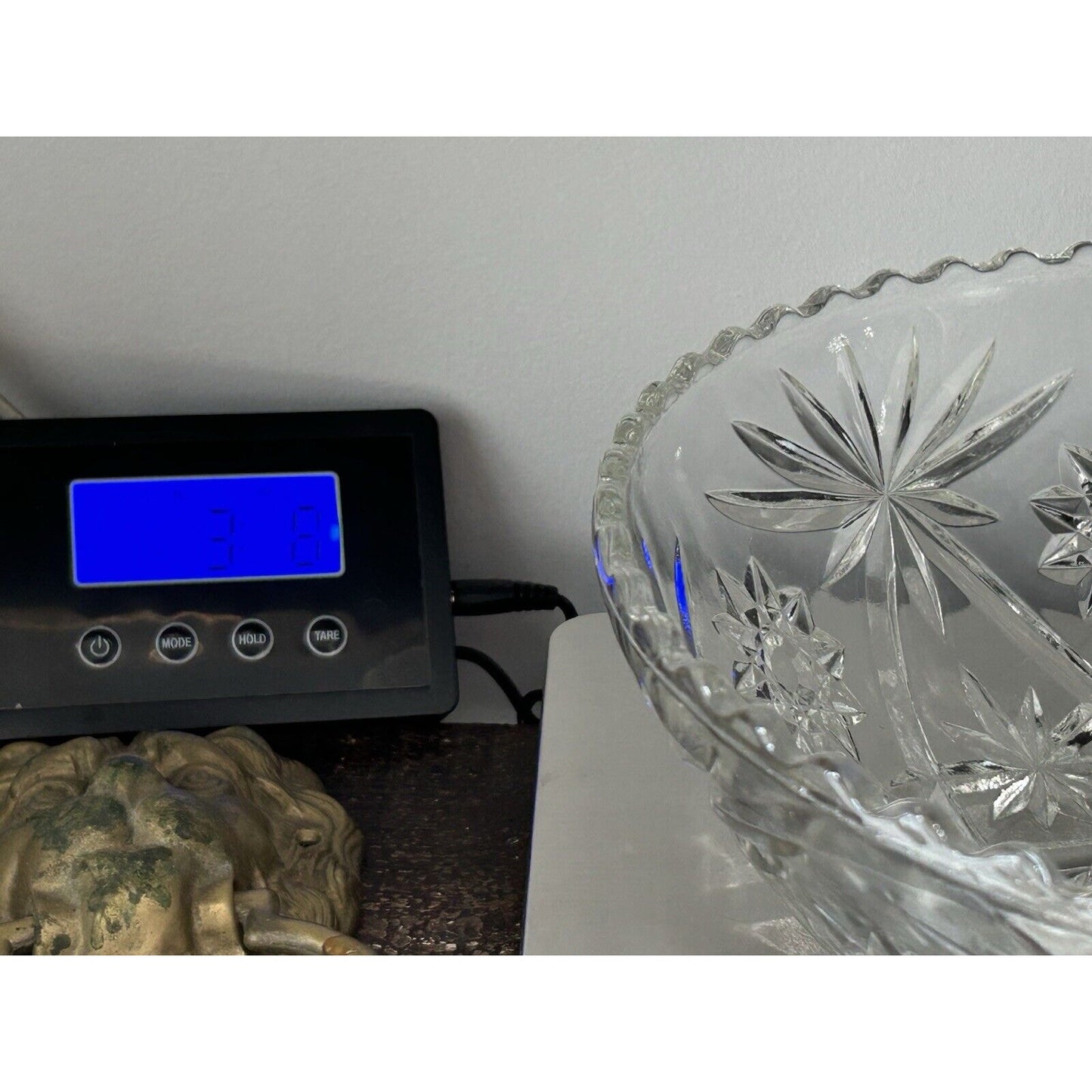 Vintage Anchor Hocking Clear Cut Glass Star of David Large 10.5” Serving Bowl