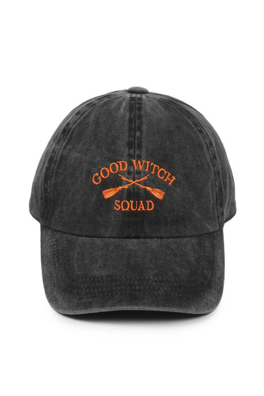 GOOD WITCH SQUAD embroidery in Cotton Baseball Cap: Black