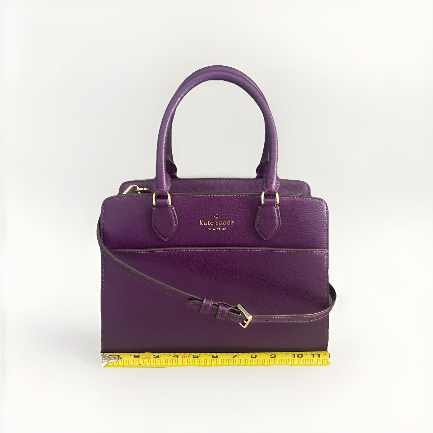 Kate Spade Ripe Plum Madison Saffiano Leather Medium Purple Bag Satchel EUC