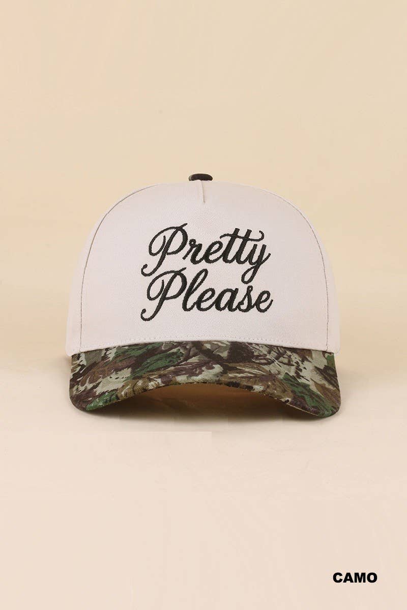Pretty Please Two Tone Snapback Hat: CAMO / 1(ONE SIZE)