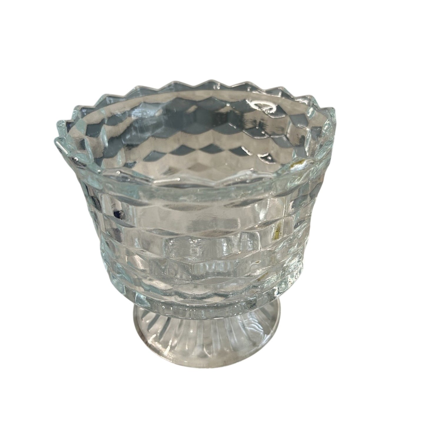 Fostoria American Footed Trifle Bowl 1950’s Cubed Pattern Vintage 6" Compote