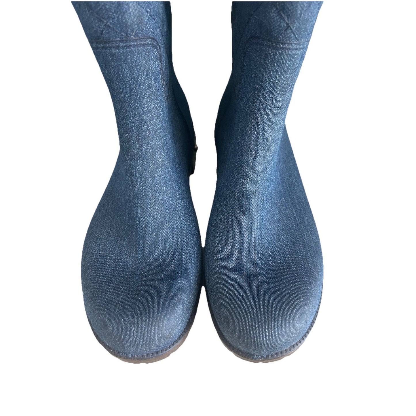 Ulan Rainy Steps Women’s Size 10 Tall Rain Boots Quilted Macys Jessie Denim New Condition