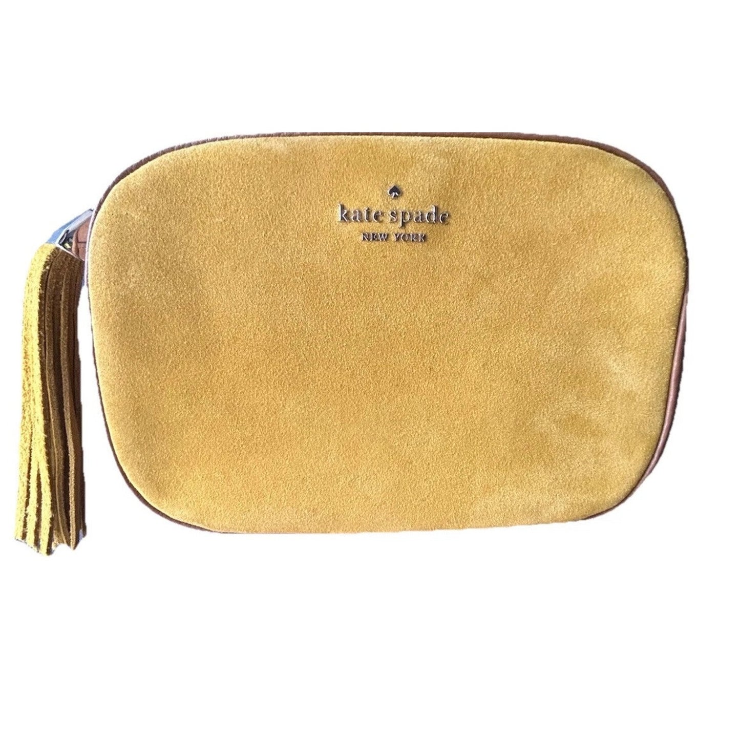 Kate Spade Kourtney Suede Leather Yellow Camera Bag Tassel Crossbody New Condition