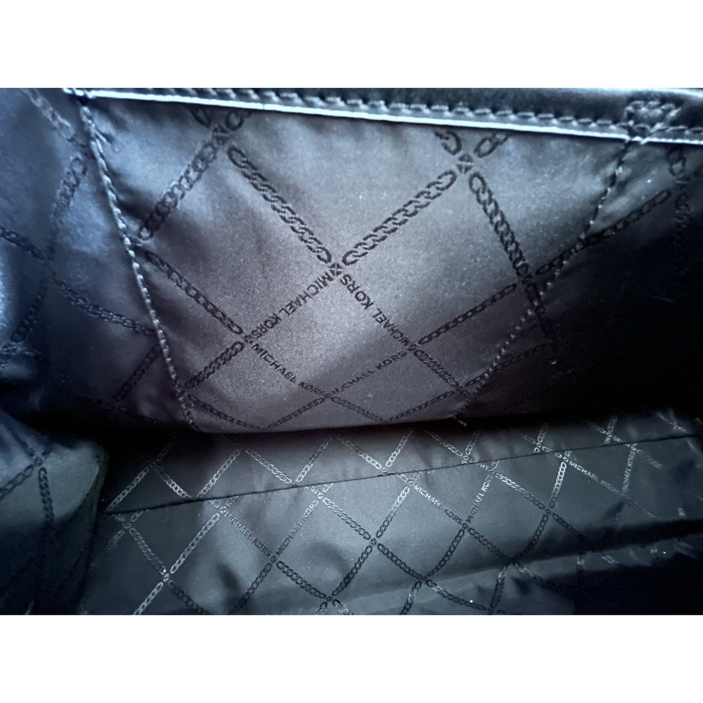 Michael Kors Bay Large Tote East West Woven Canvas Shoulder Black White Bag