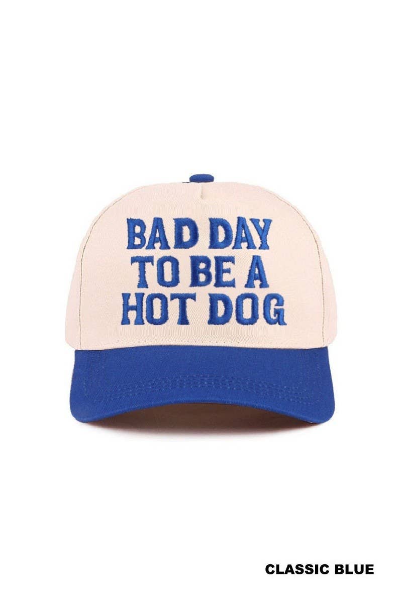 Bad Day To Be A Hot Dog Two Tone Cotton Hat: CLASSIC BLUE / 1(ONE SIZE)