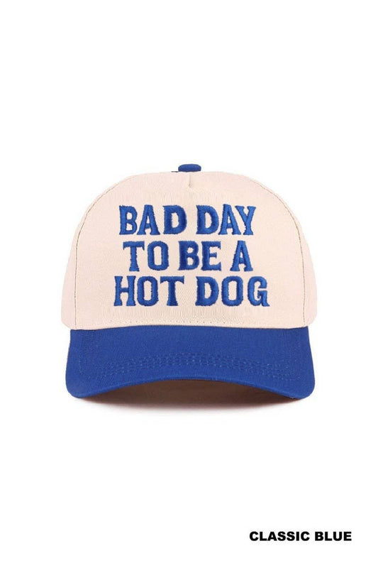 Bad Day To Be A Hot Dog Two Tone Cotton Hat: CLASSIC BLUE / 1(ONE SIZE)