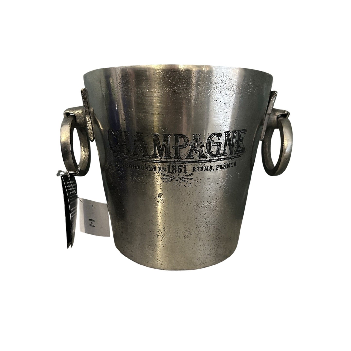 New Champagne Bucket Handcrafted Cast Aluminum Il Mulino Handles Silver Ice