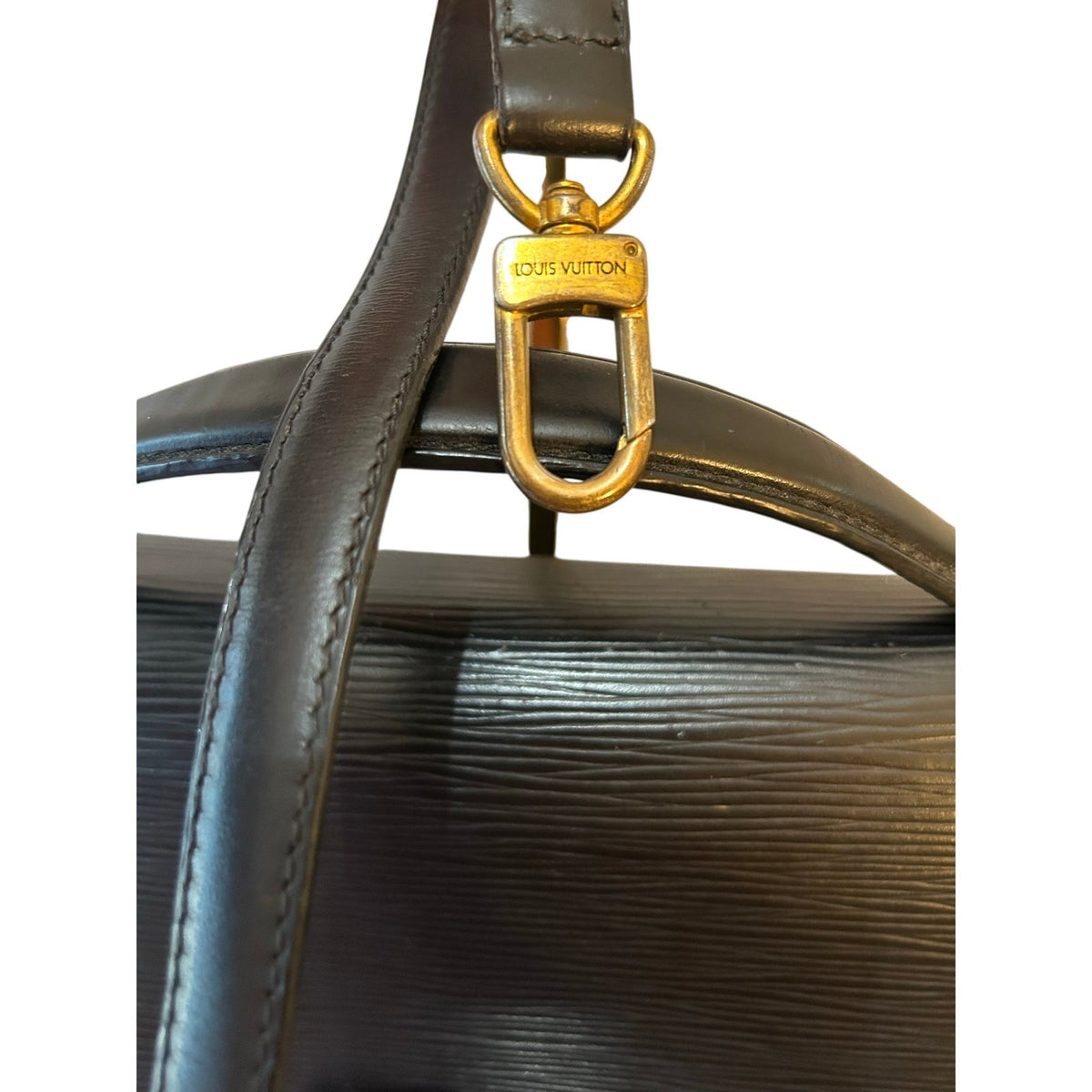 LOUIS VUITTON Monceau Black Epi Leather Hand Bag Shoulder Bag Purse Authentic COA