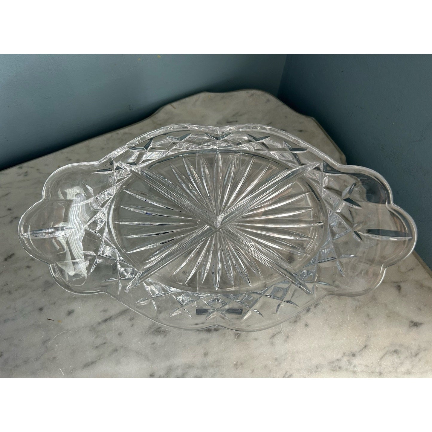 Crystal Cut Lead Relish Dish Vintage Serving 4 Sections Clear Glass Trinket Dish