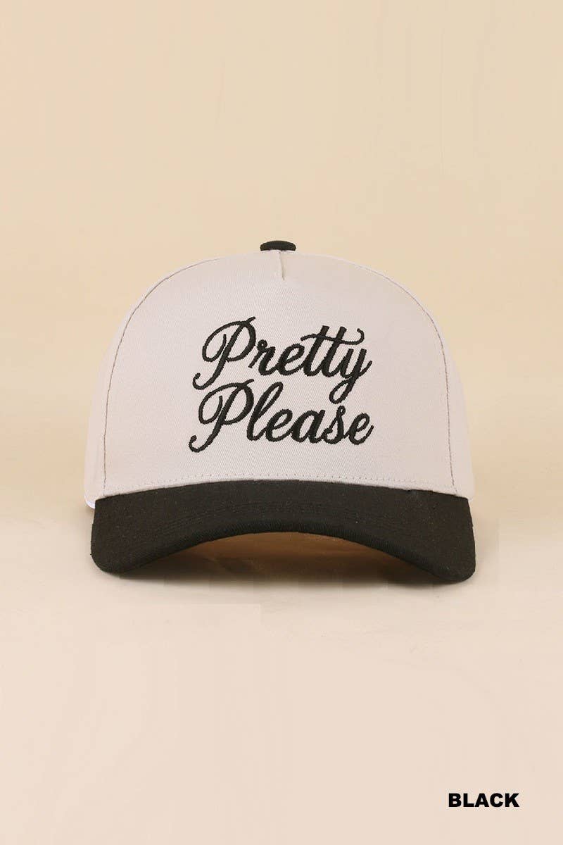 Pretty Please Two Tone Snapback Hat: BLACK / 1(ONE SIZE)