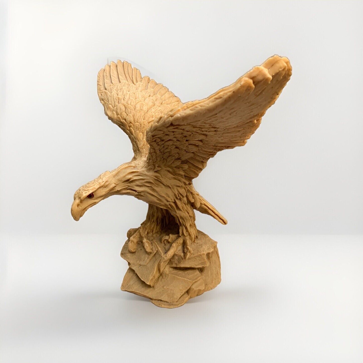 Vintage Eagle Sculpture Statue 12”H 13” Wing Span Red Eyes Soaring Mexico