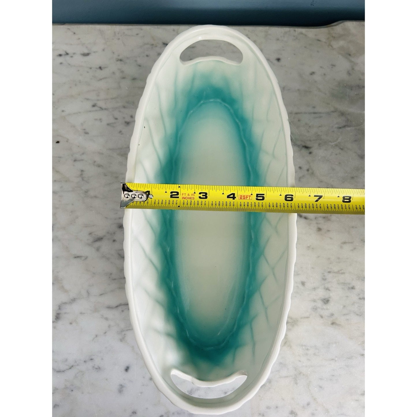 New 2013 Target Ceramic Ombré Easter Basket Serving Bowl Dish White Teal Spring