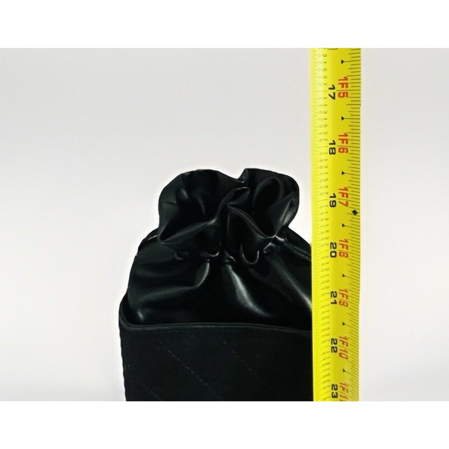 Quilted Mini Drawstring Shoulder Bag Black Pouch Gold Chain Crossbody