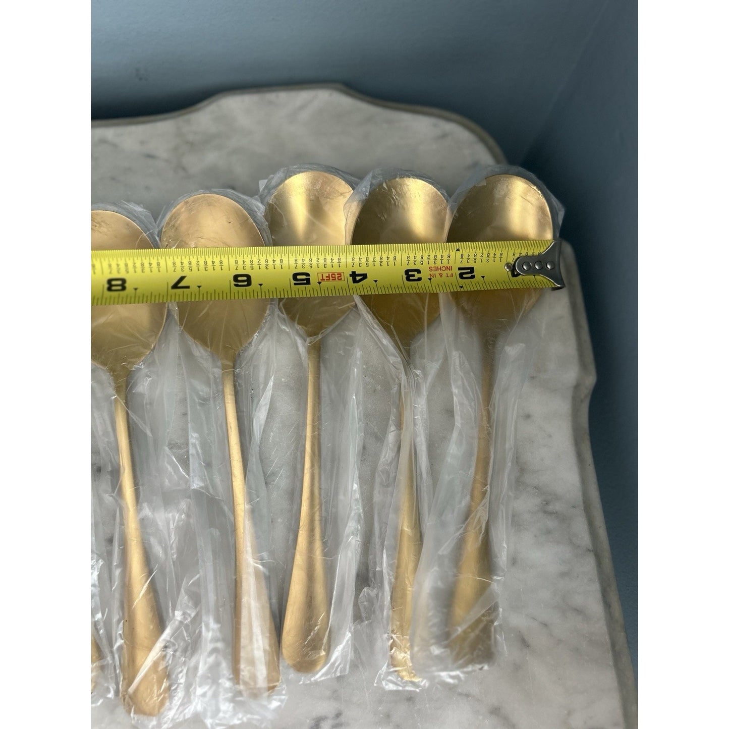 6 New Communal Gold Spoons Stainless Steel Food Graded 8.5” Large Spoon Utensils