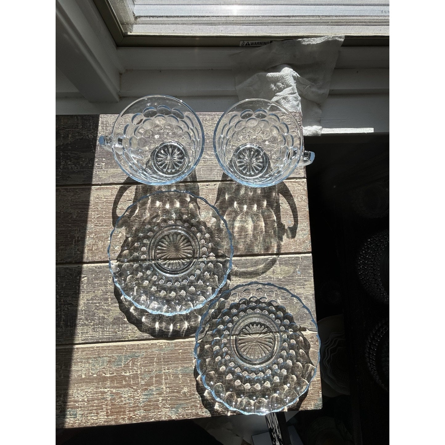 2 Anchor Hocking Fire King Blue Bubble Cup Saucer MCM 1940-1965 Coffee Tea