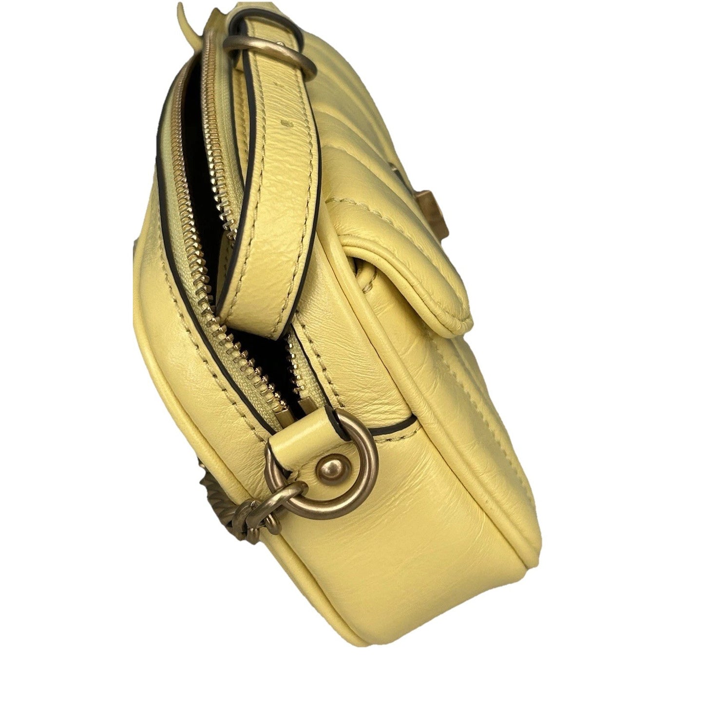 NWT Tory Burch Kira Patent Camera Bag Lemon Yellow 142808 Puffy Crossbody Mini