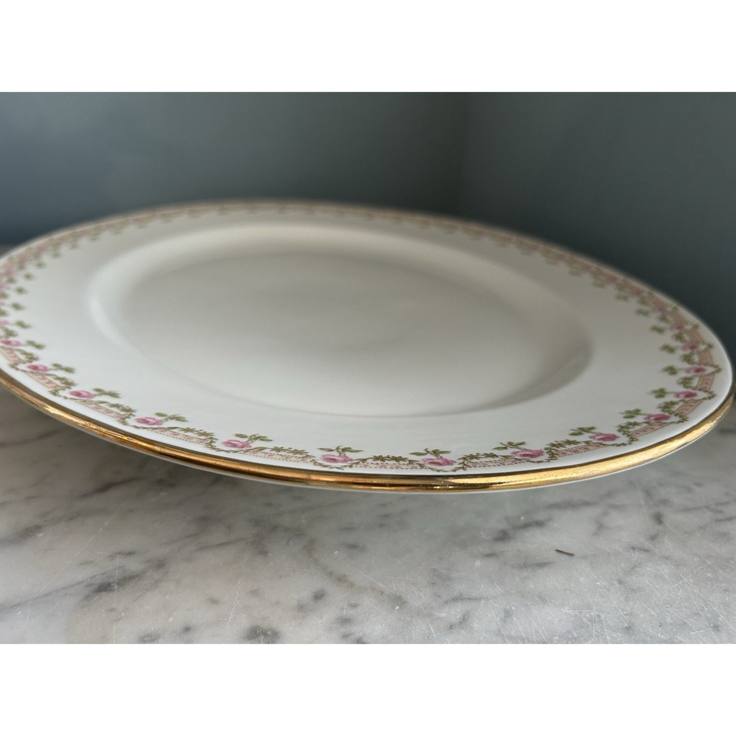 Wm Guerin Limoges Platter 18” Pink Rose Oval Serving Dish GEU19 France Vintage