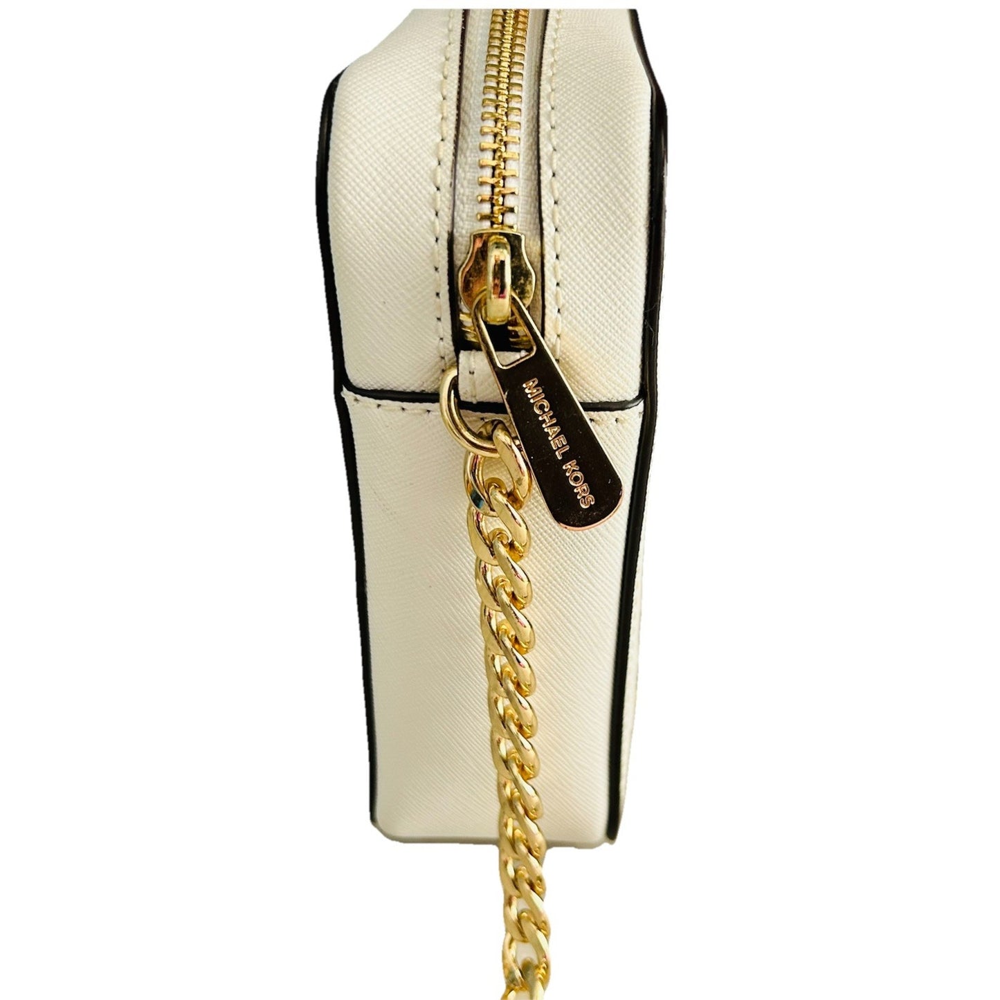 Michael Kors Ginny Leather Crossbody White Embellished Gold Studded Bag New