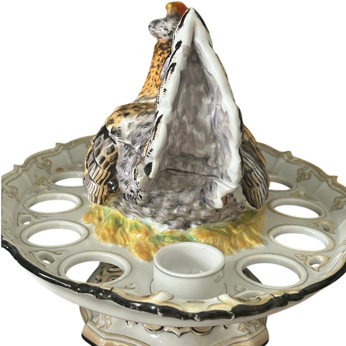 Hen On Nest Antique PORCELAIN TUREEN EGG STAND Hen On Nest HON Germany *READ*