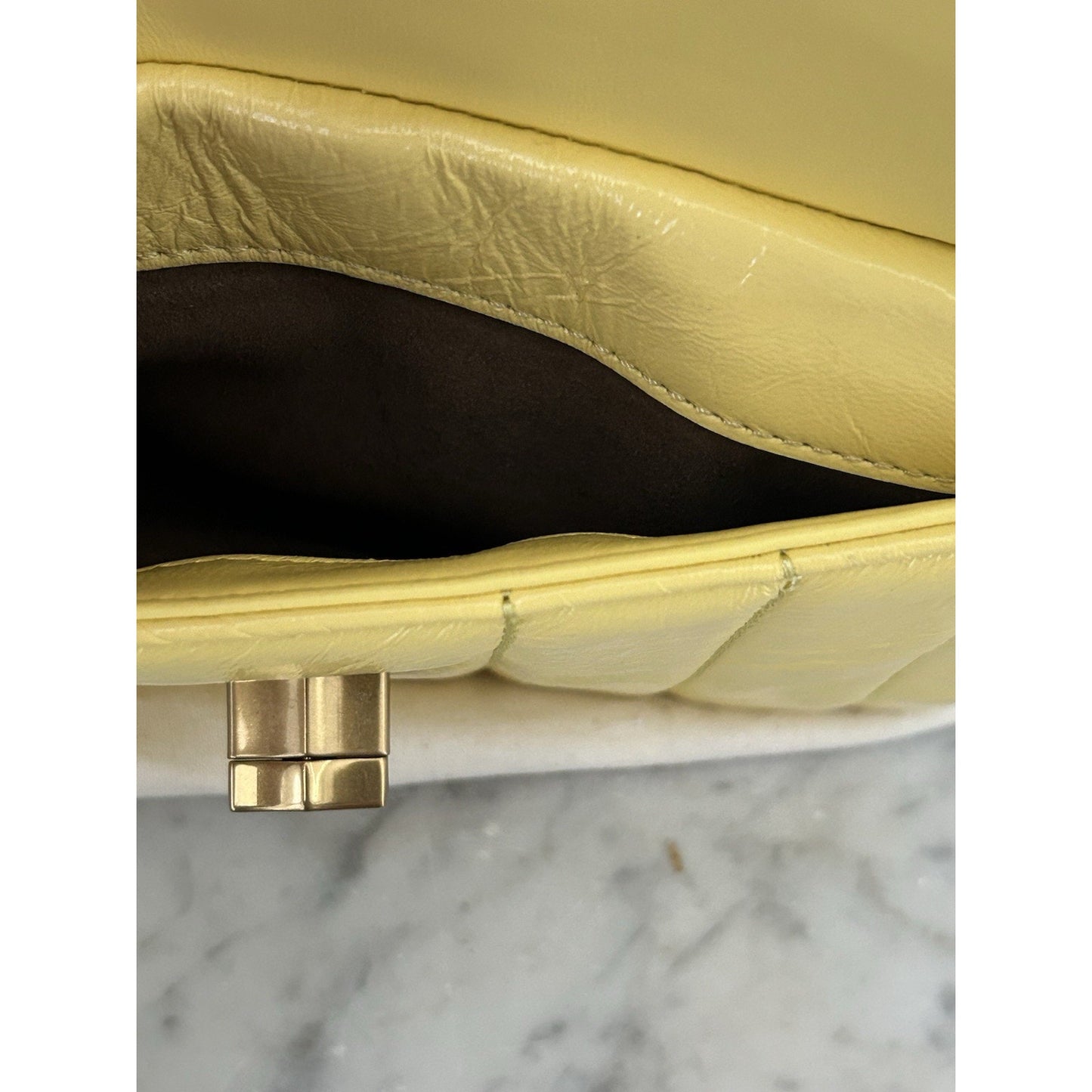 NWT Tory Burch Kira Patent Camera Bag Lemon Yellow 142808 Puffy Crossbody Mini