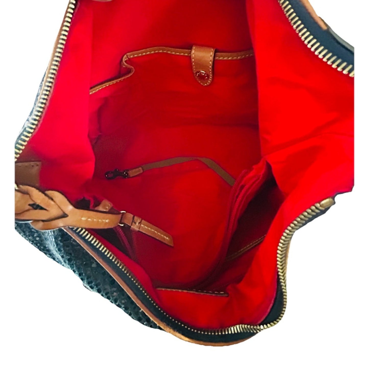 Dooney & Bourke Erica 90s Hobo Bag Snake Embossed Navy Blue Leather Suede Purse